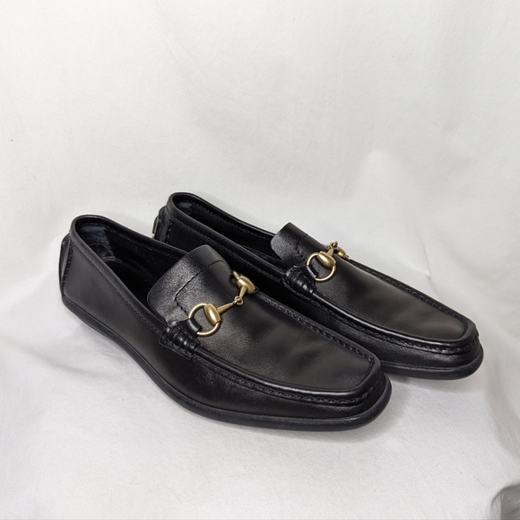 Gucci Women's Black Leather 117703 Horsebit Loafers Size 8 - Picture 2 of 10